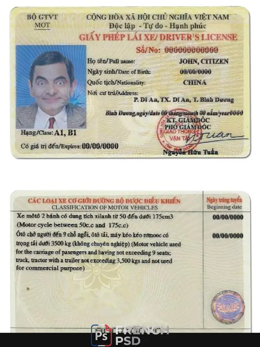 Vietnam permis de conduire — Permis de conduire