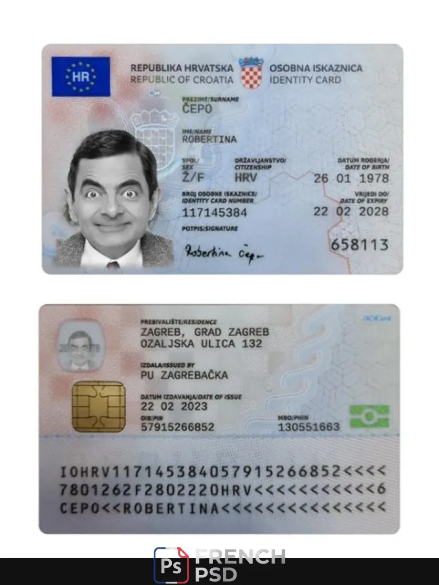 Croatie carte d'identité 2023 présent — Cartes d'identité