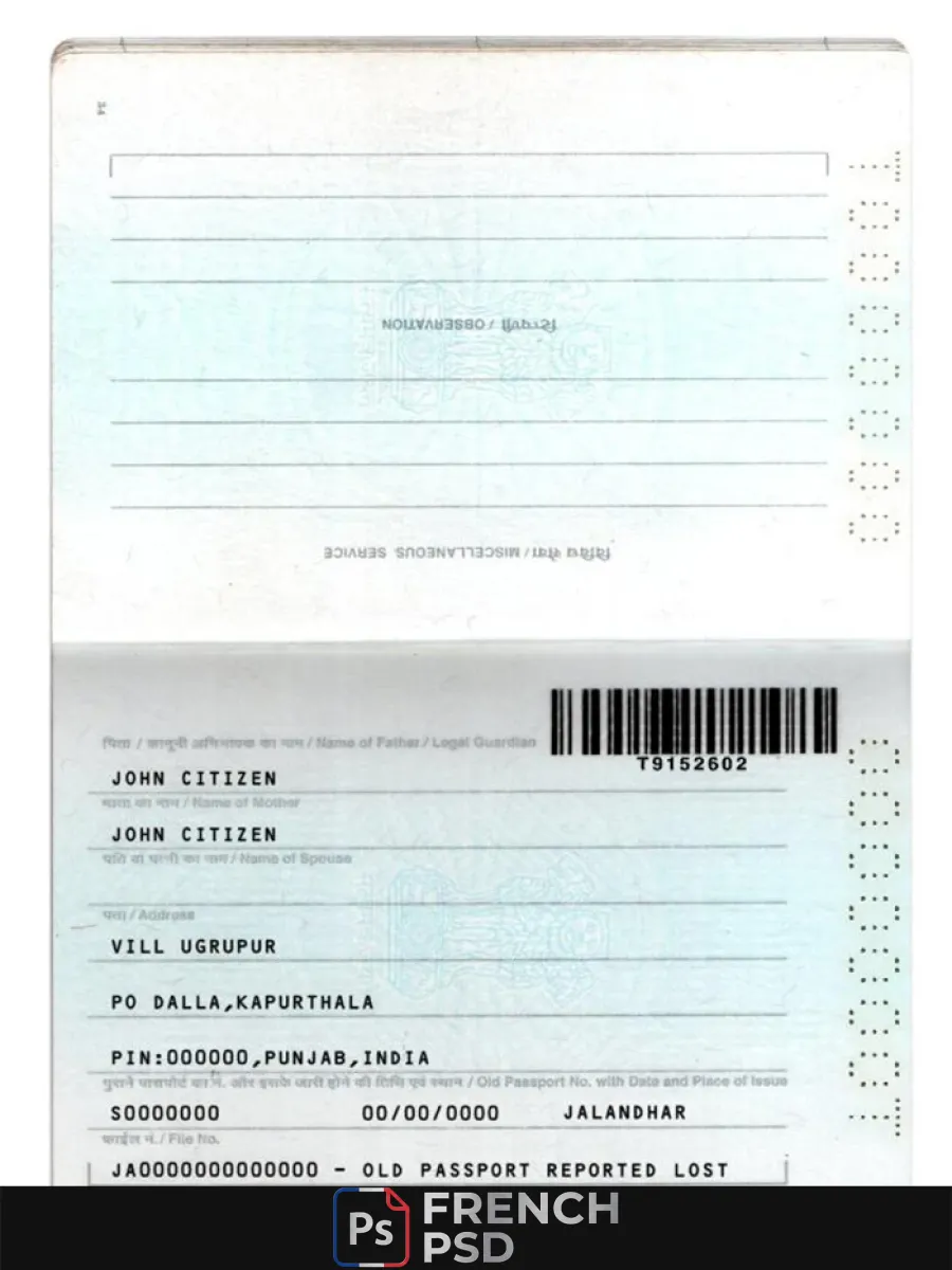 Inde passeport nouveau version 2 pages 2 — Passeports