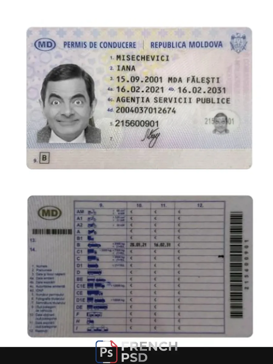 Moldavie permis de conduire 2021 présent — Permis de conduire