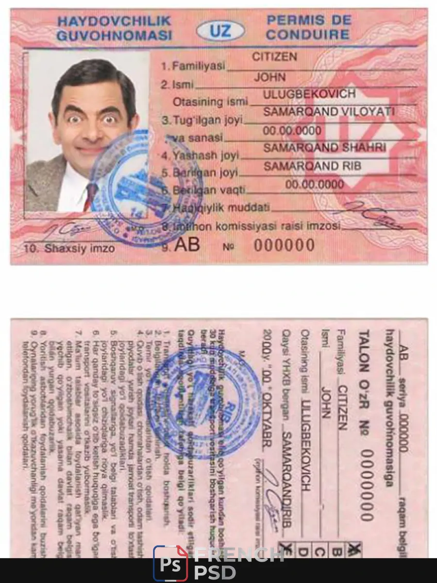 Ouzbékistan permis de conduire — Permis de conduire