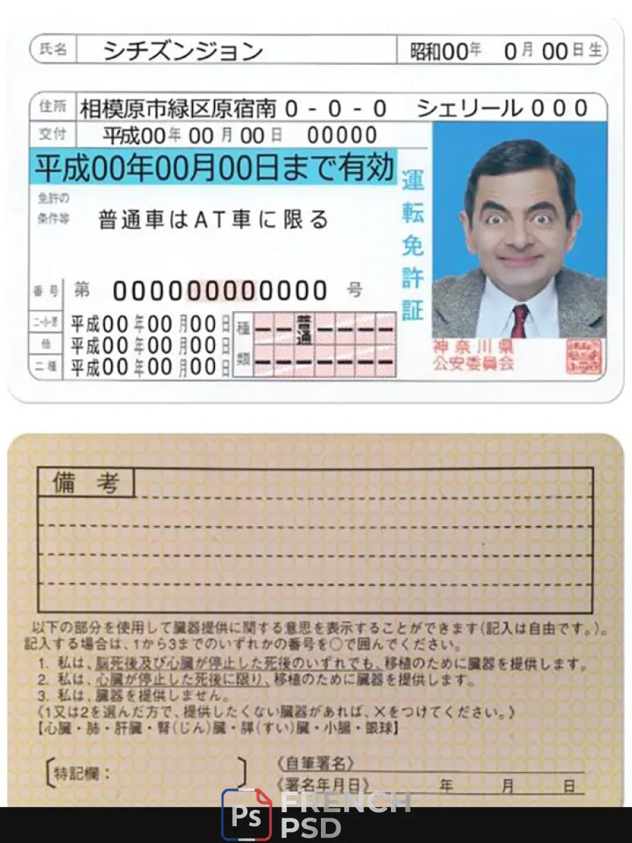 Japon permis de conduire version 2 — Permis de conduire