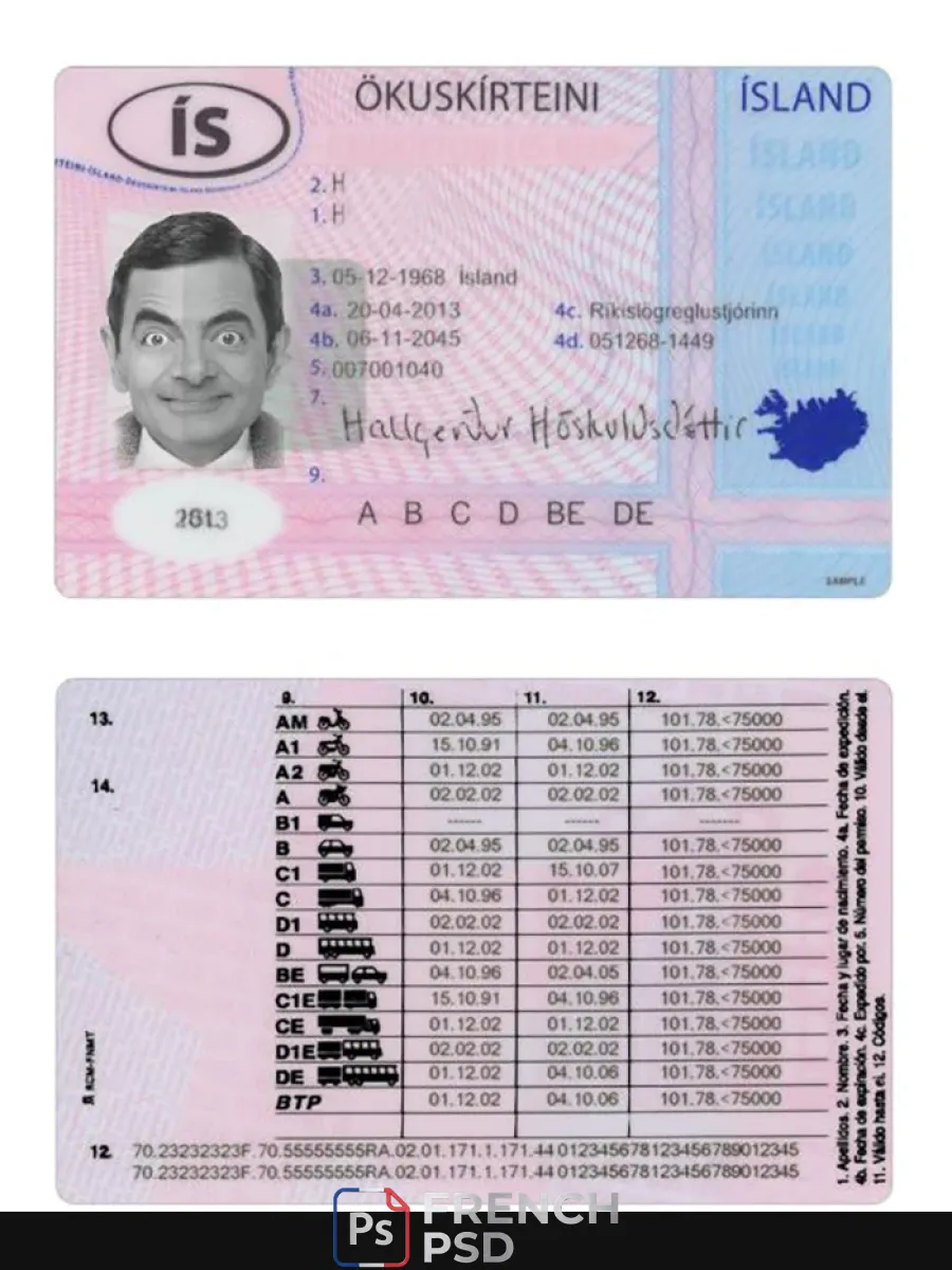 Islande permis de conduire 2013 présent — Permis de conduire