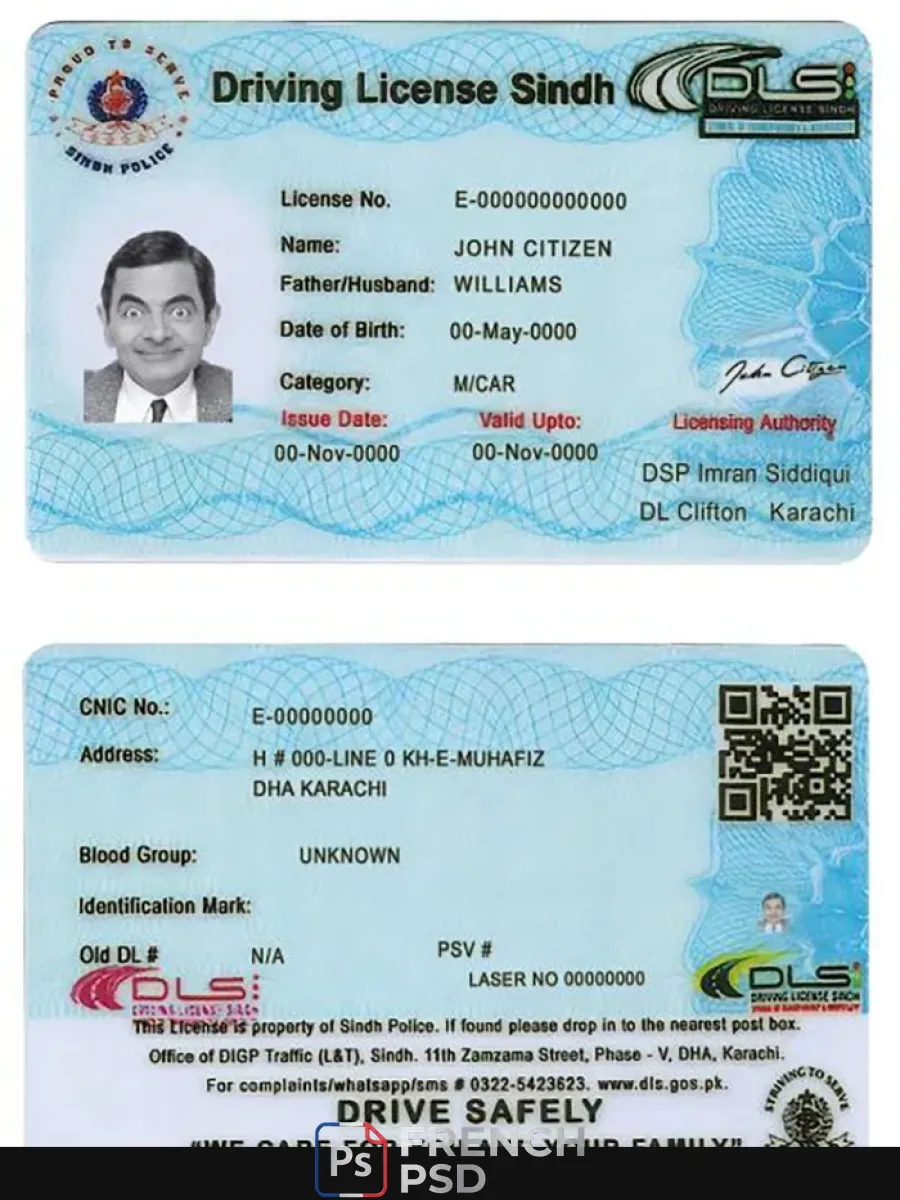 Pakistan Sindh province permis de conduire 2016 présent — Permis de conduire