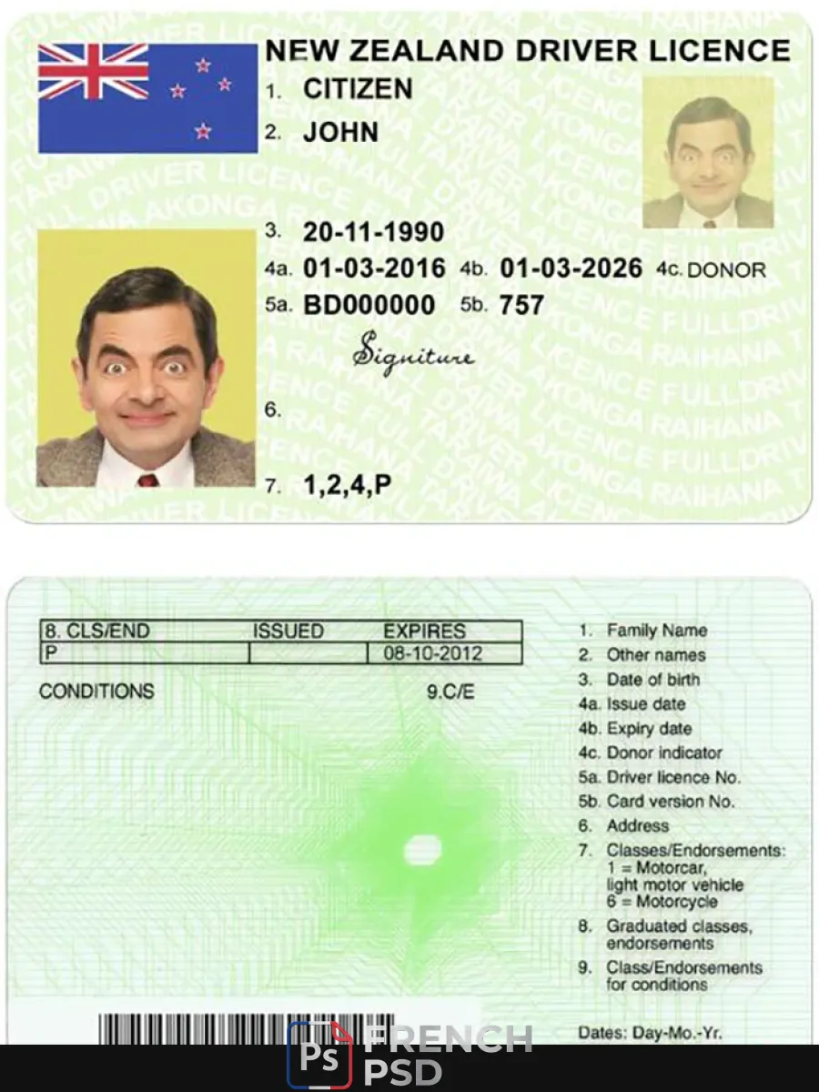 Nouveau Zélande Green permis de conduire entièrement Qualified — Permis de conduire