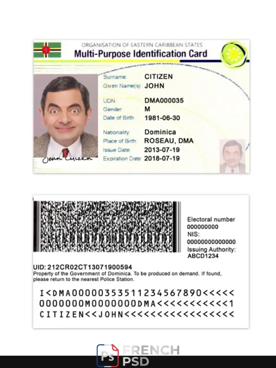 Orientale Caraïbes États-Unis multi usage Indentification carte — Cartes d'identité