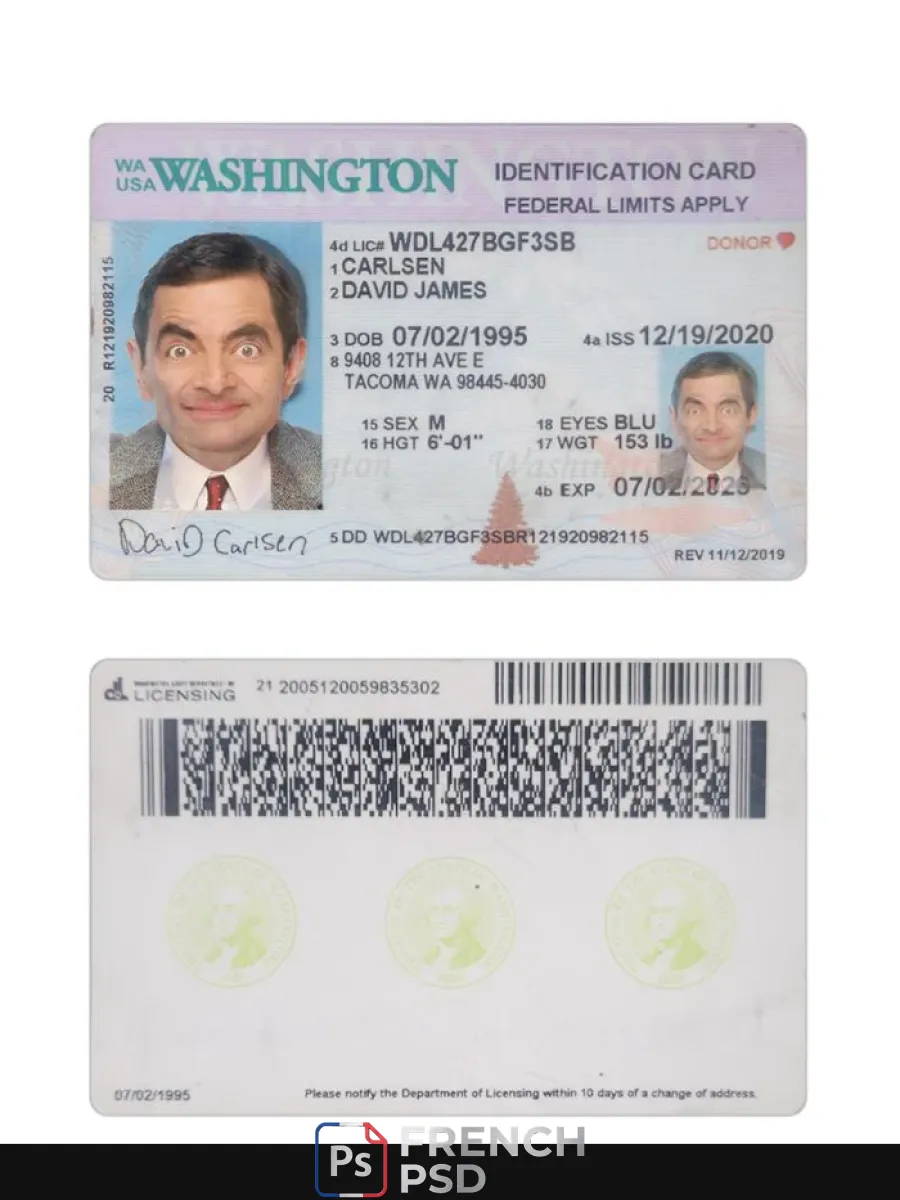États-Unis Washington carte d'identité 2020 présent — Cartes d'identité