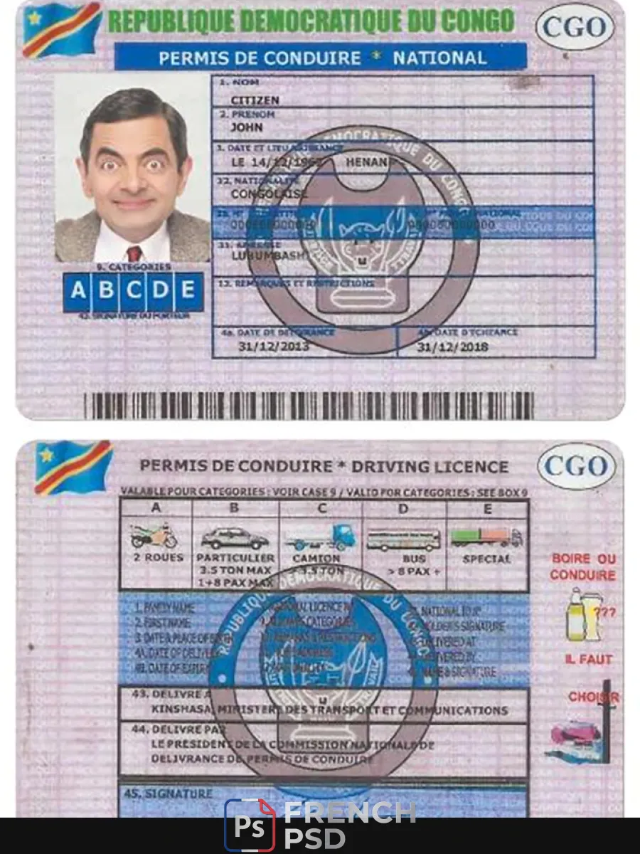 Congo permis de conduire version 2 — Permis de conduire