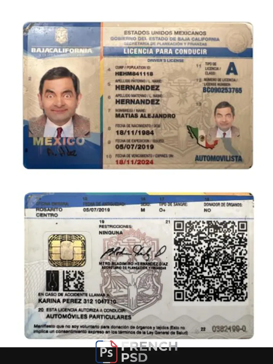 Mexique Baja California État permis de conduire — Permis de conduire
