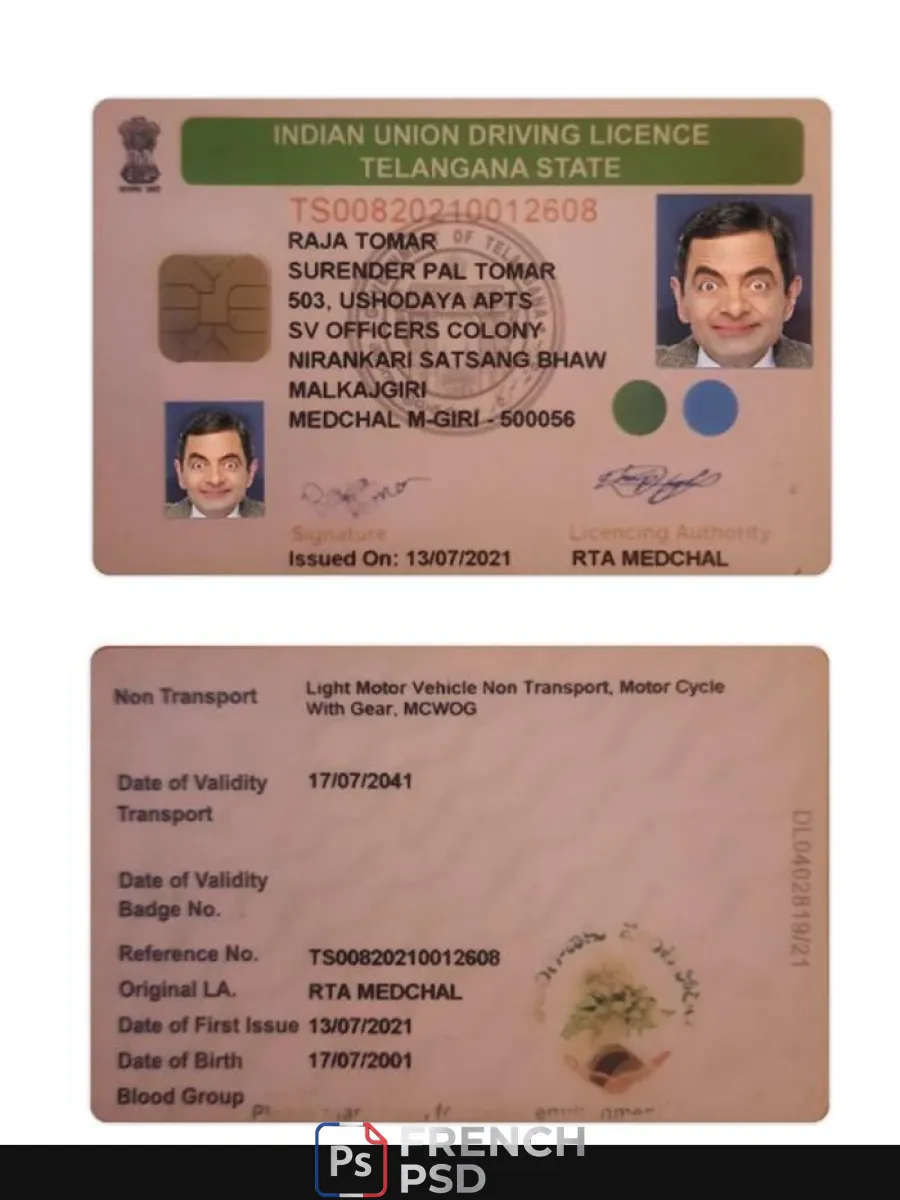 Inde Telangana État permis de conduire — Permis de conduire