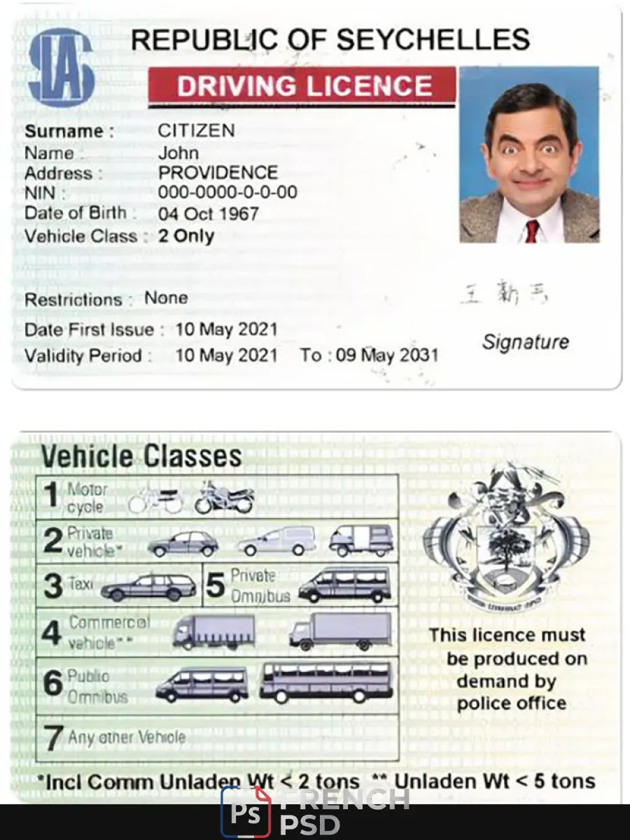 Seychelles permis de conduire — Permis de conduire