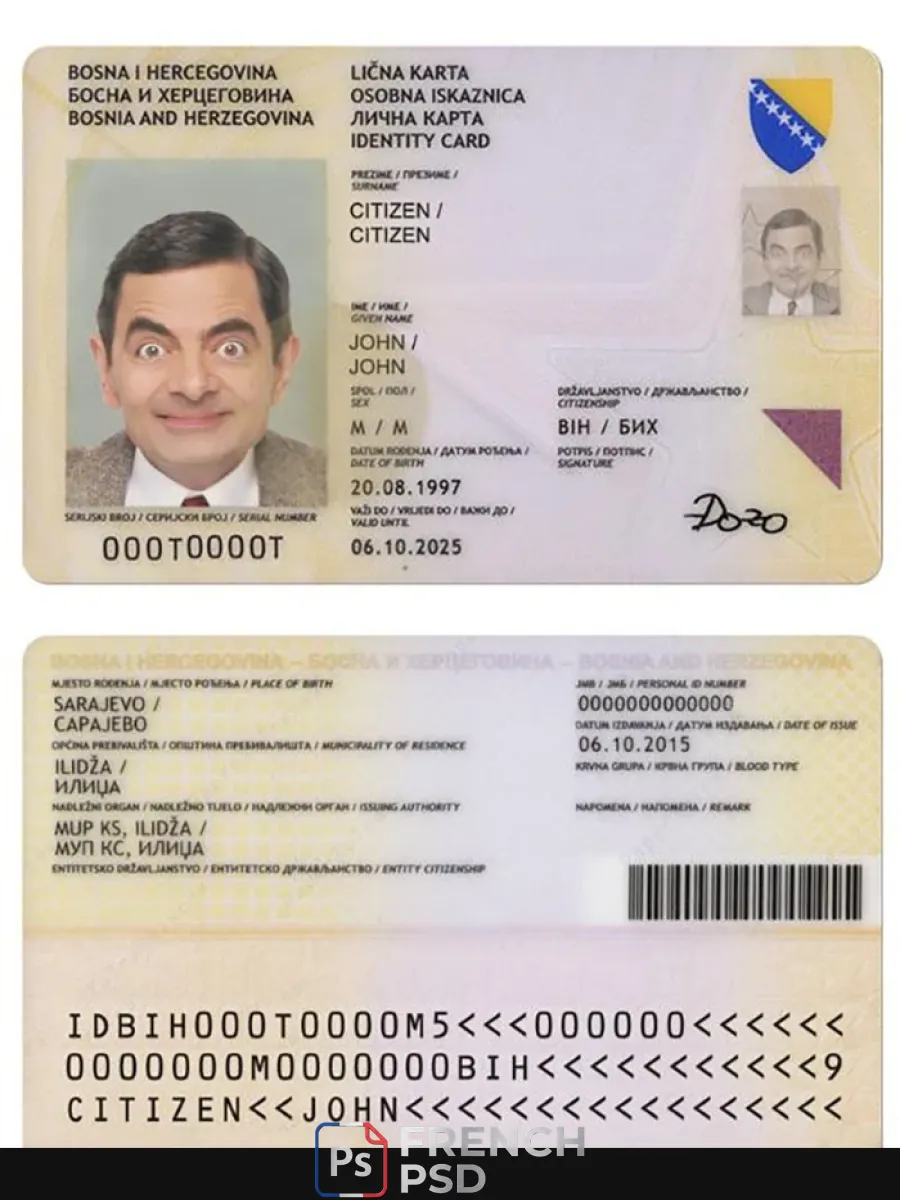 Bosnie et Herzégovine Id 2015 2025 — Cartes d'identité