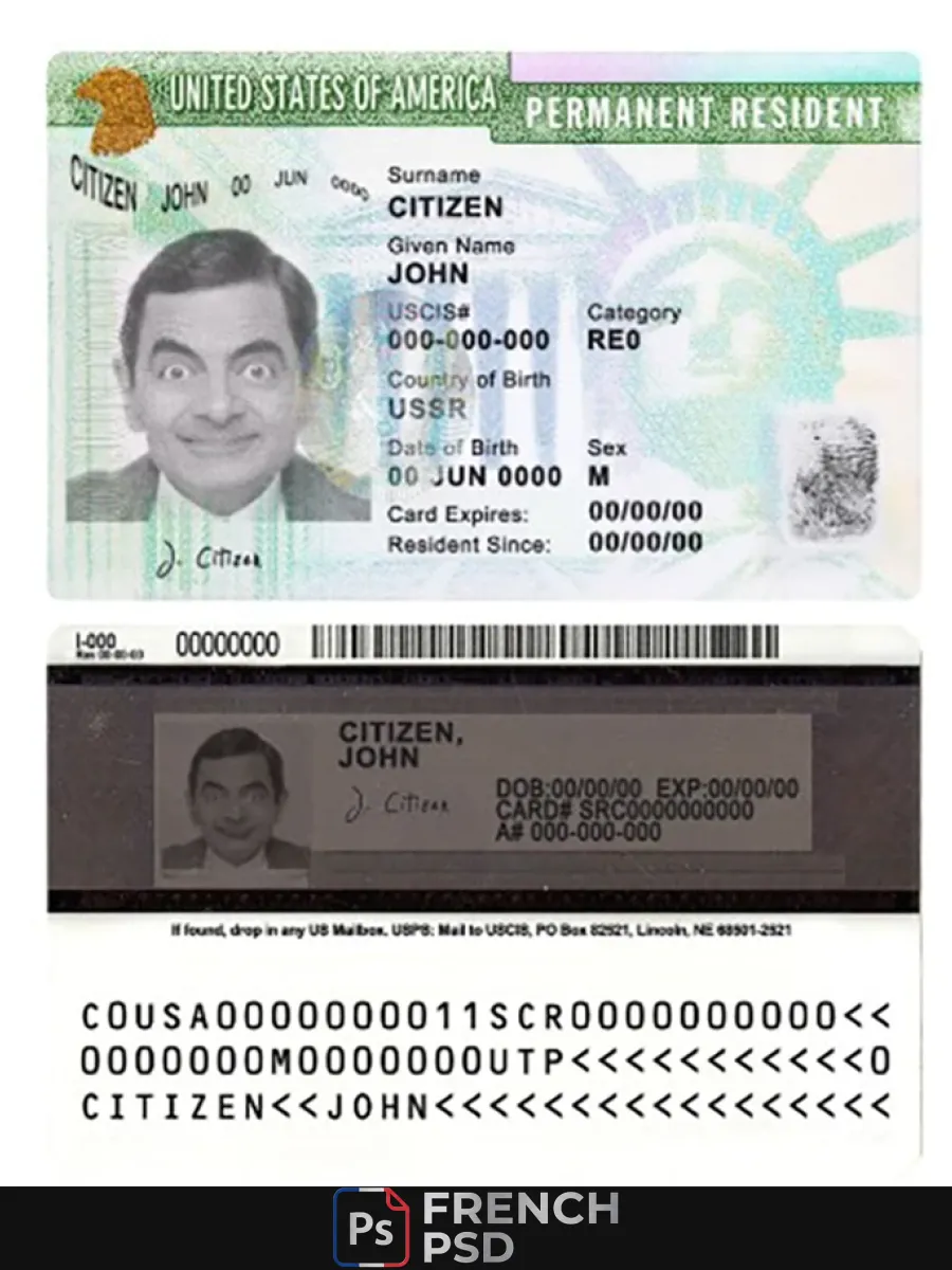 États-Unis carte verte permanent carte de séjour — Cartes d'identité