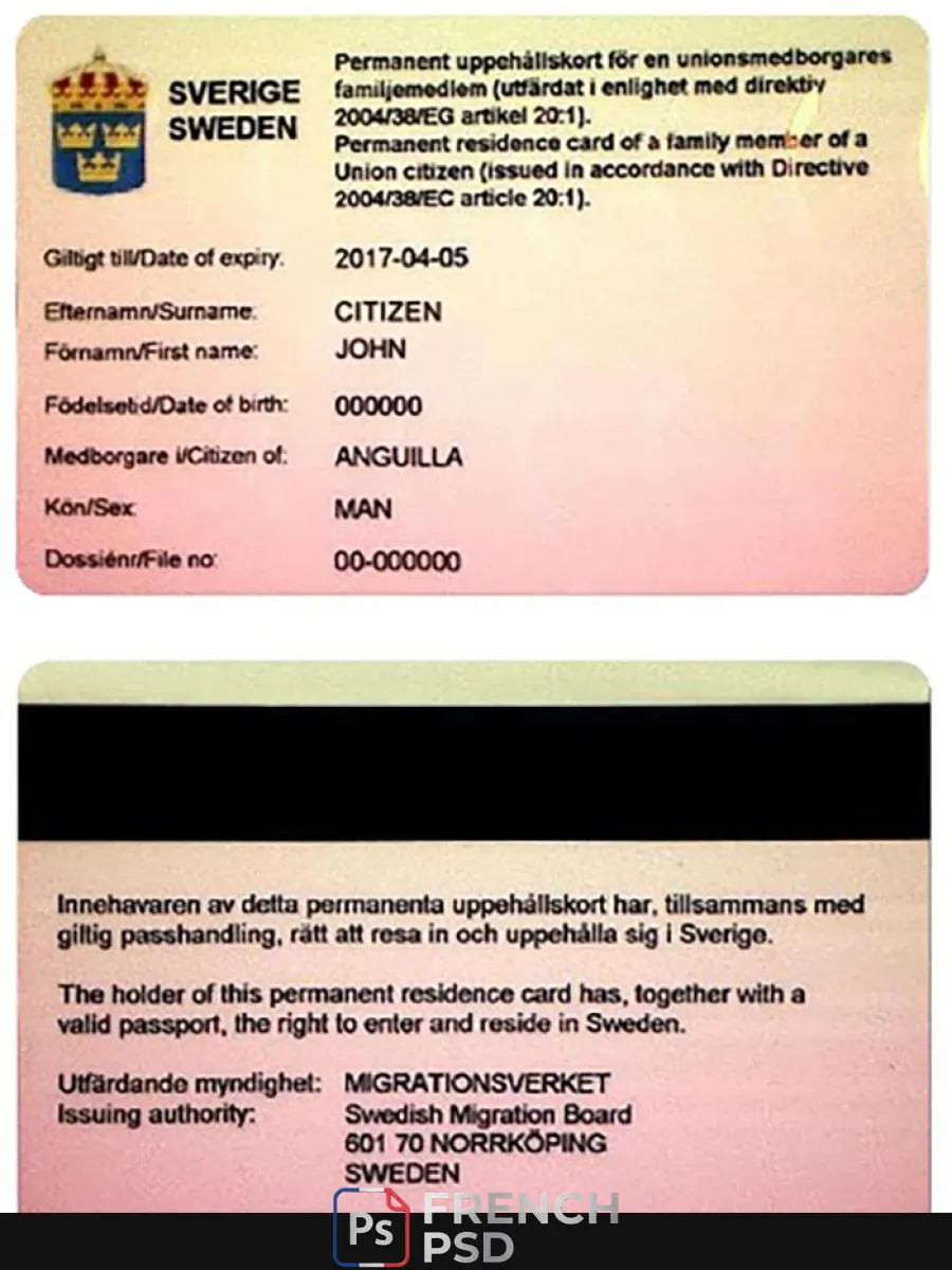 Suède permanent carte de séjour — Titre de séjour