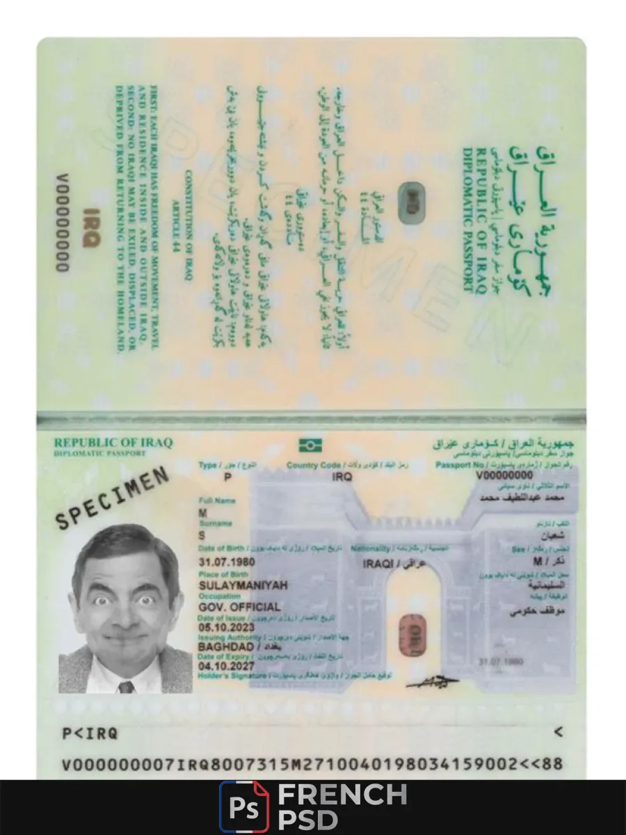 Irak passeport 2023 présent