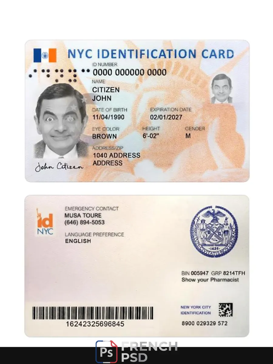 États-Unis nouveau York nouveau carte d'identité — Cartes d'identité