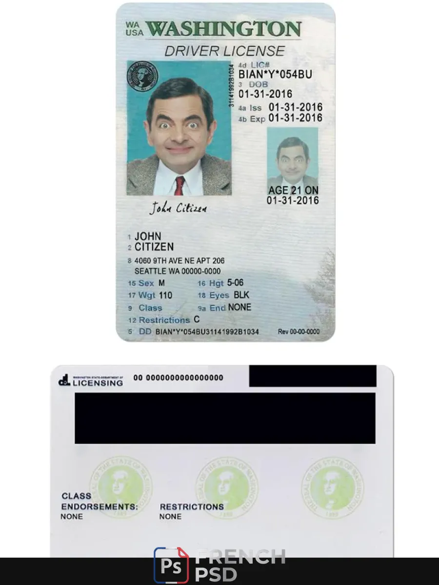 États-Unis Washigton permis de conduire moins de 21 — Permis de conduire