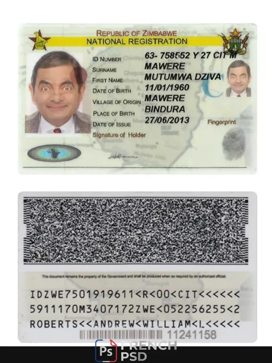 Zimbabwe national immatriculation carte d'identité — Cartes d'identité