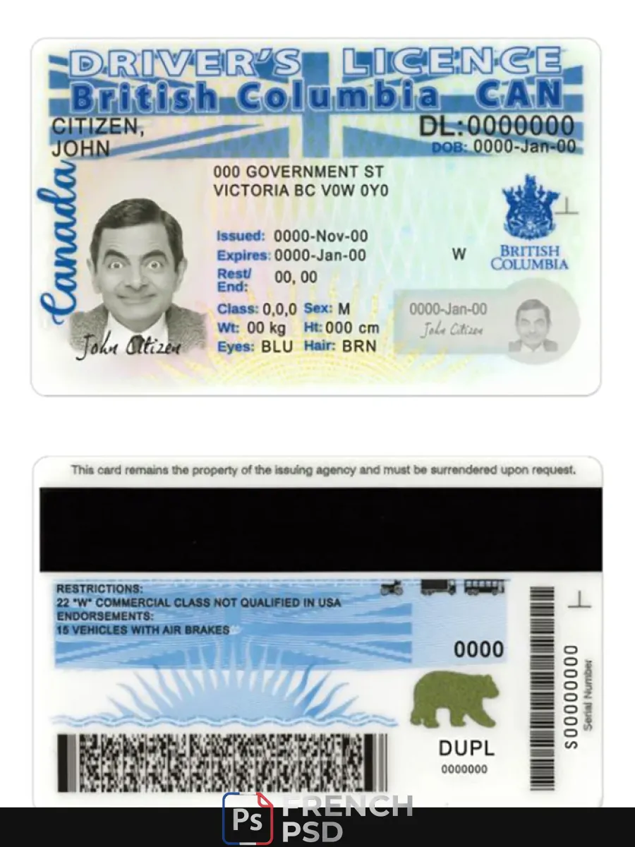 Canada britannique Columbia permis de conduire nouveau version Scr — Permis de conduire