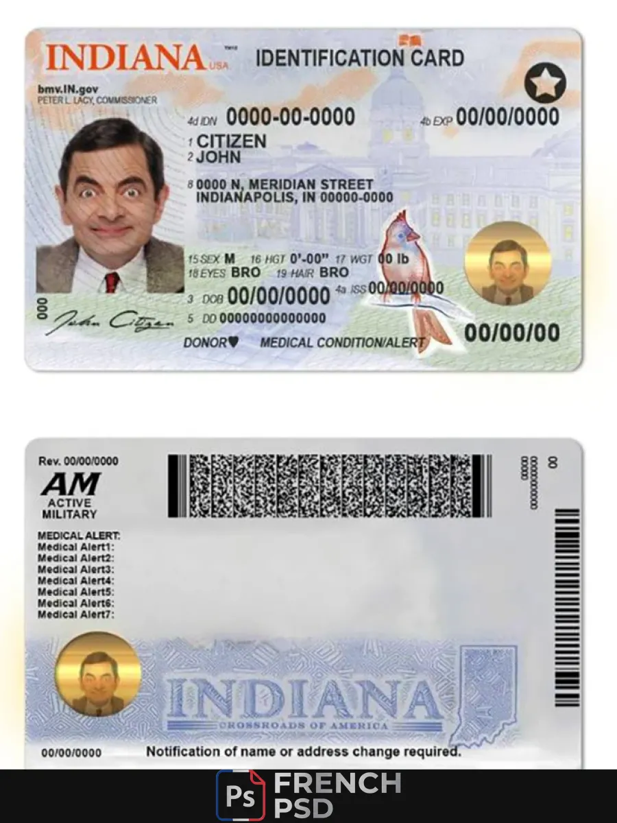 États-Unis Indiana État Id — Cartes d'identité
