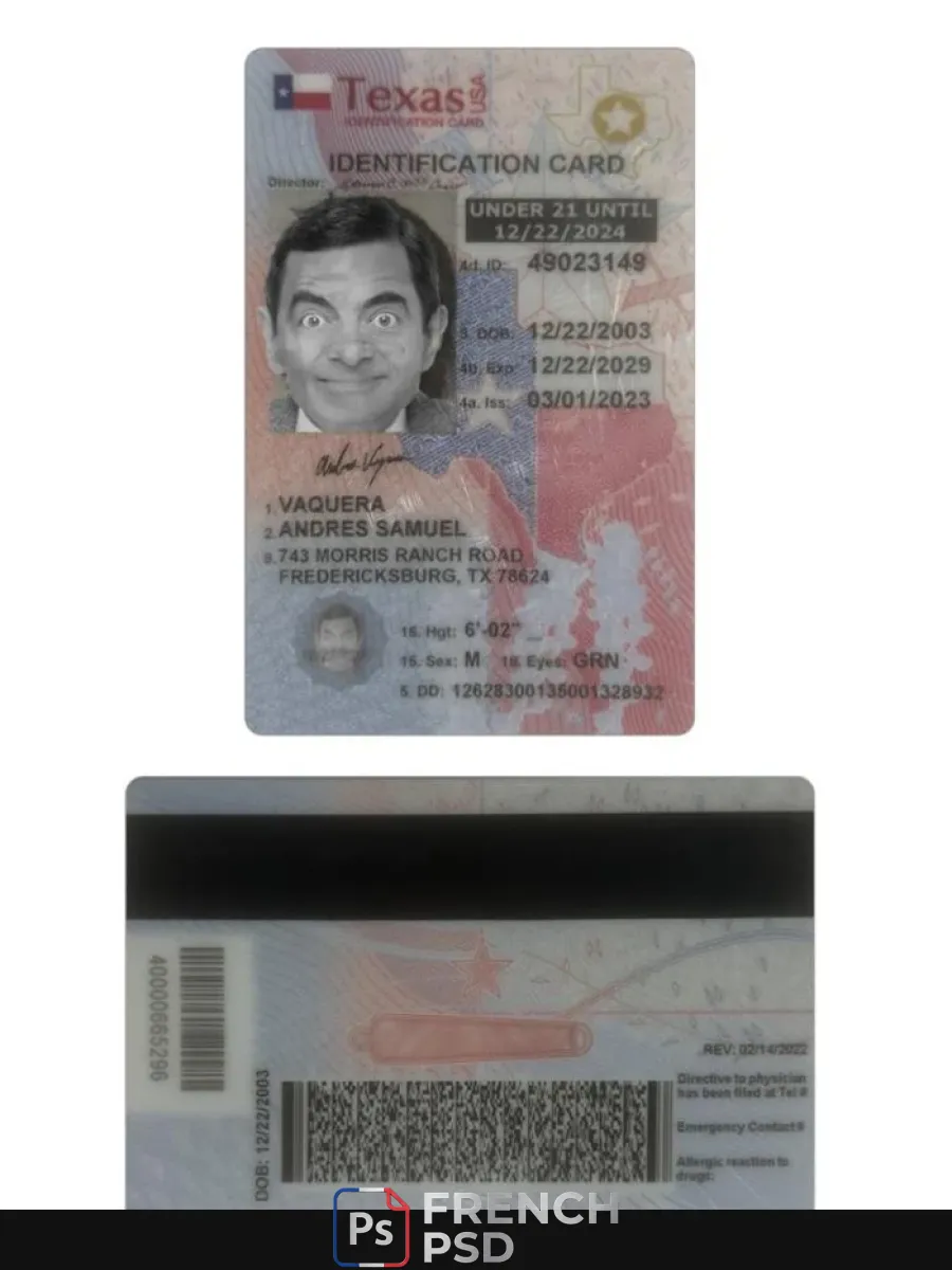 États-Unis Texas moins de 21 carte d'identité