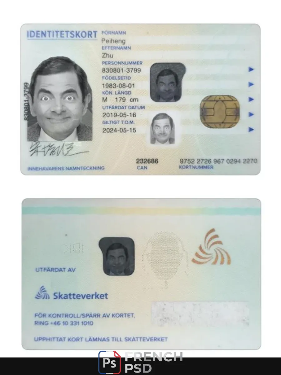 Suède carte d'identité 2019 présent