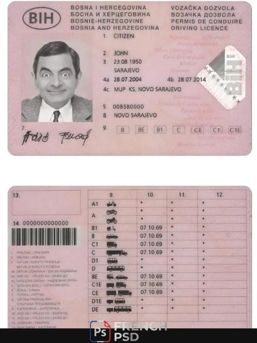 Bosnie et Herzégovine permis de conduire — Permis de conduire