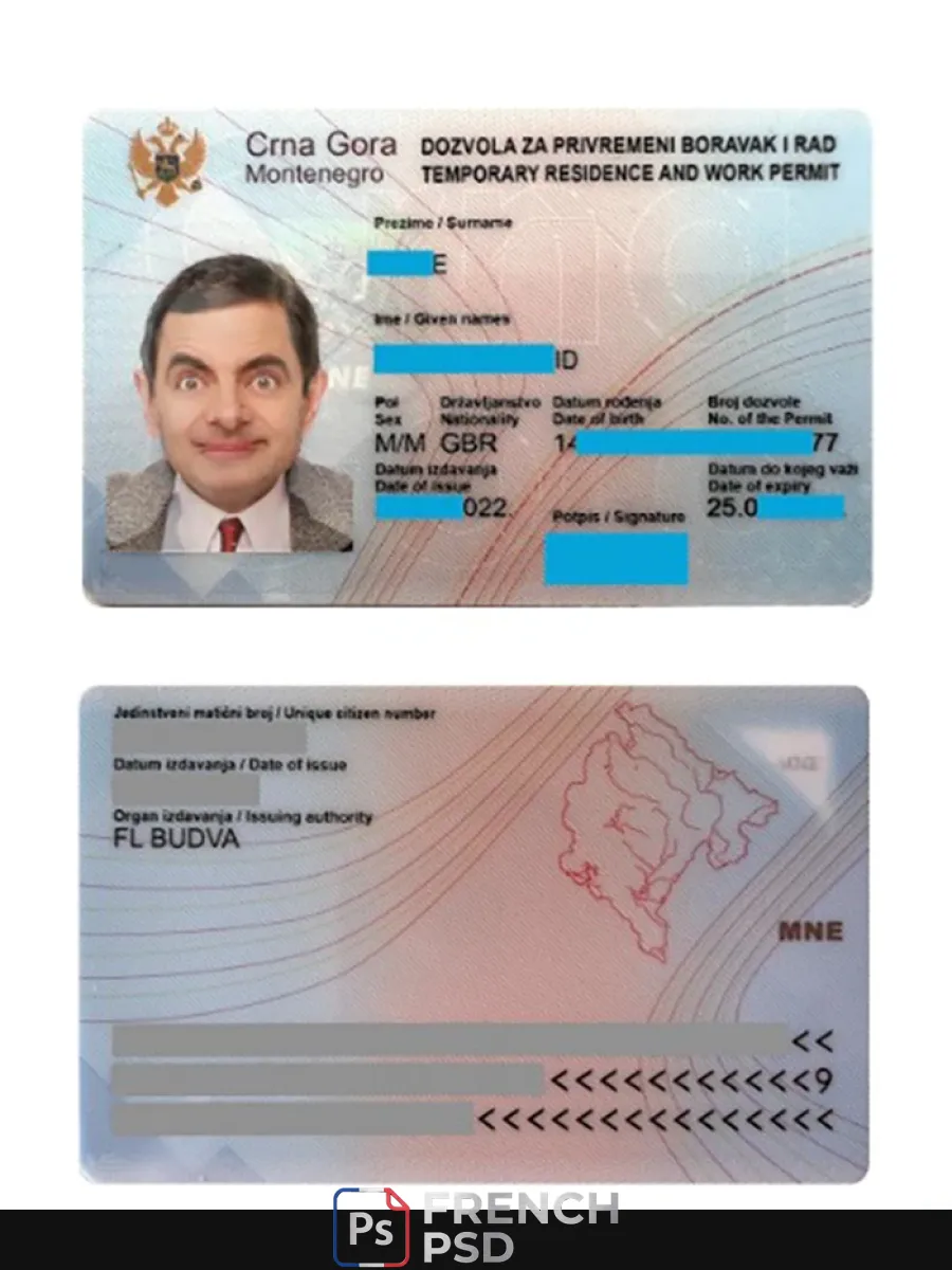 Monténégro carte de séjour — Titre de séjour