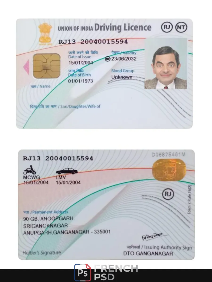 Inde Union permis de conduire nouveau version — Permis de conduire