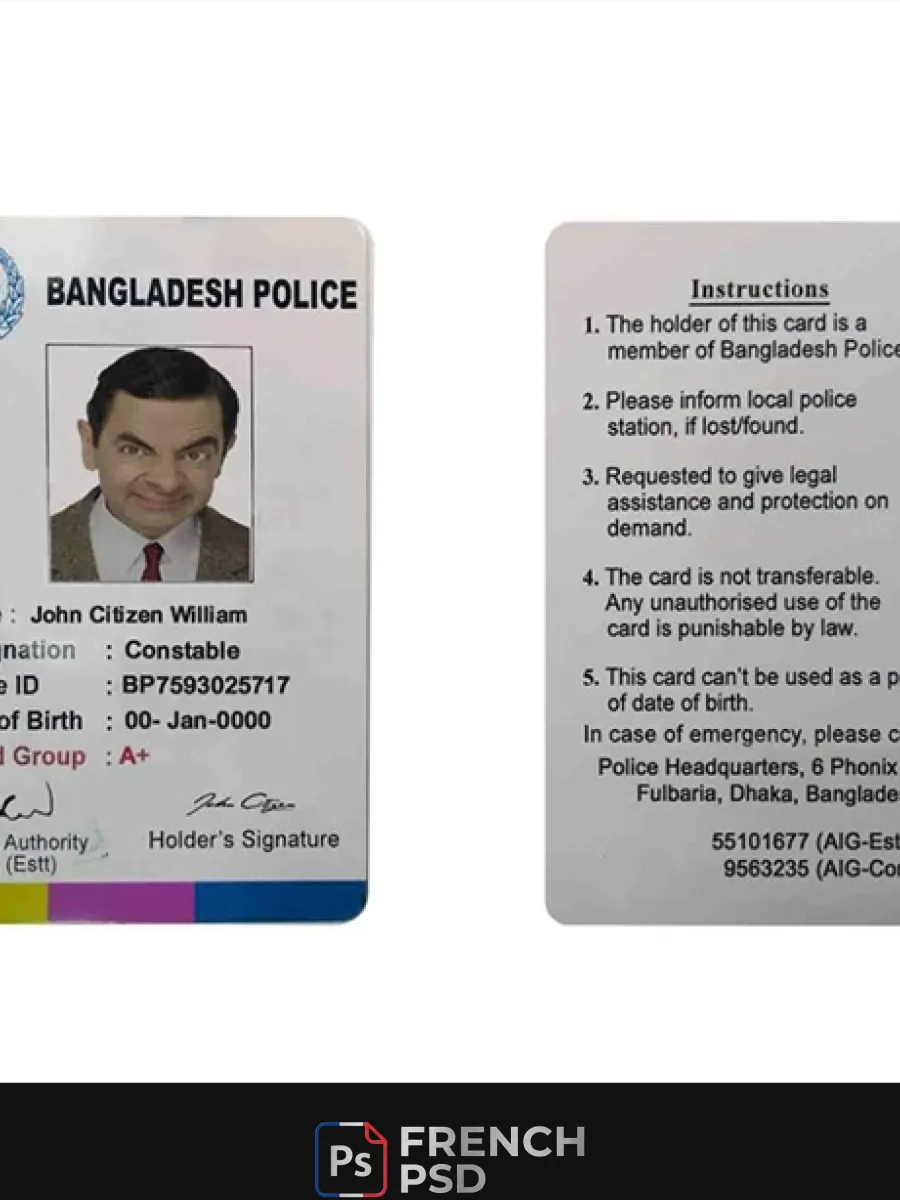 Bangladesh police Id — Cartes d'identité