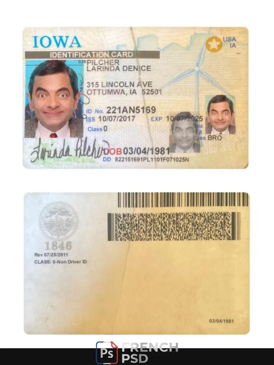 États-Unis Iowa carte d'identité — Cartes d'identité