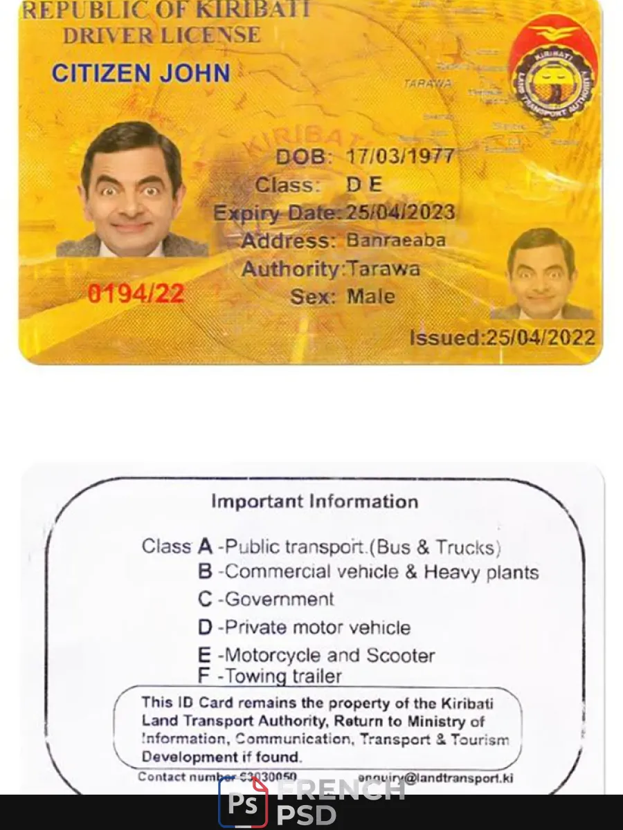 Kiribati Dl — Permis de conduire