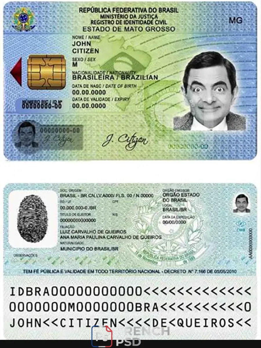 Brésil Id modèle en Psd format de 2009 2 — Cartes d'identité