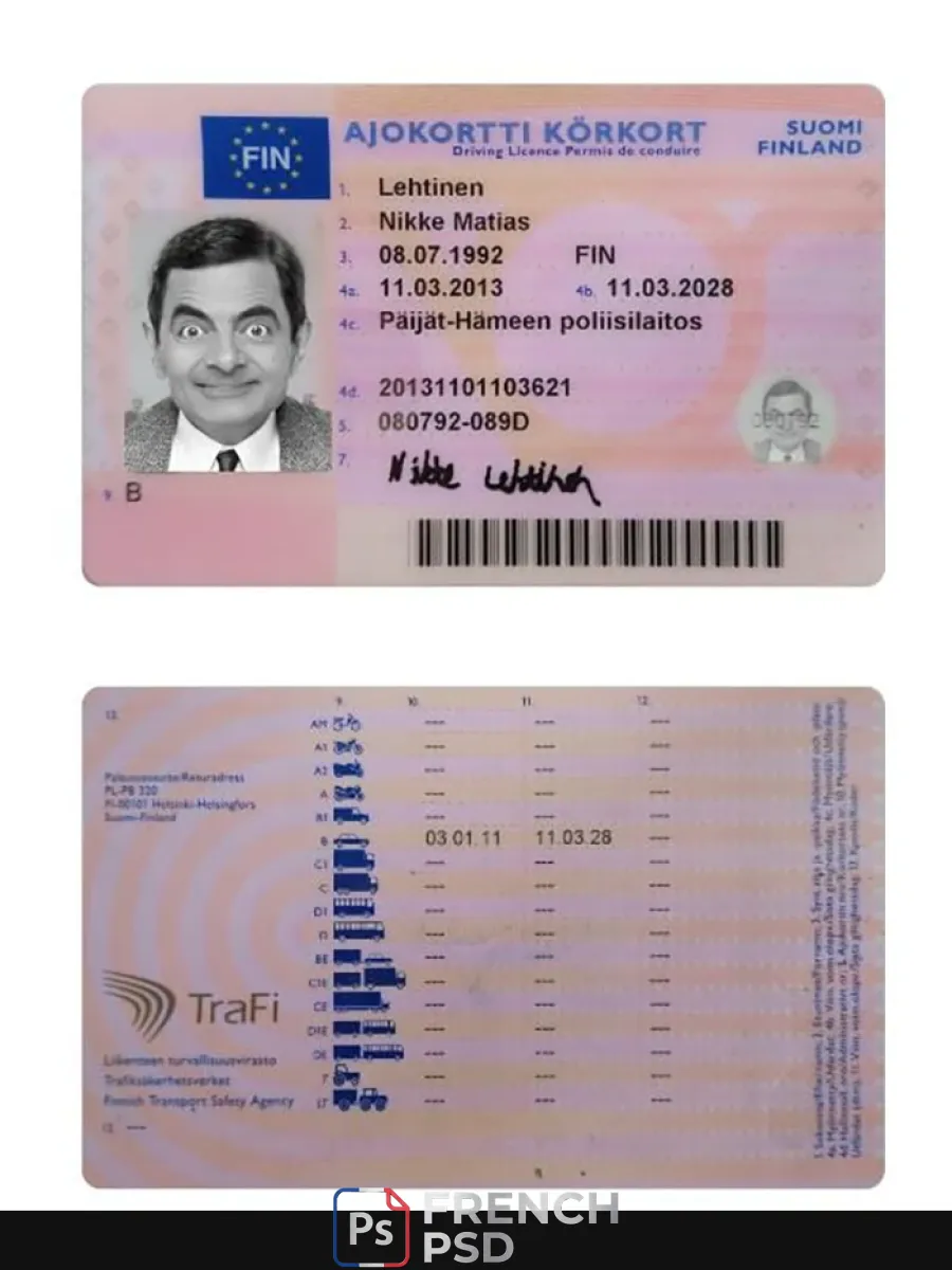 Finlande permis de conduire 2013 présent — Permis de conduire