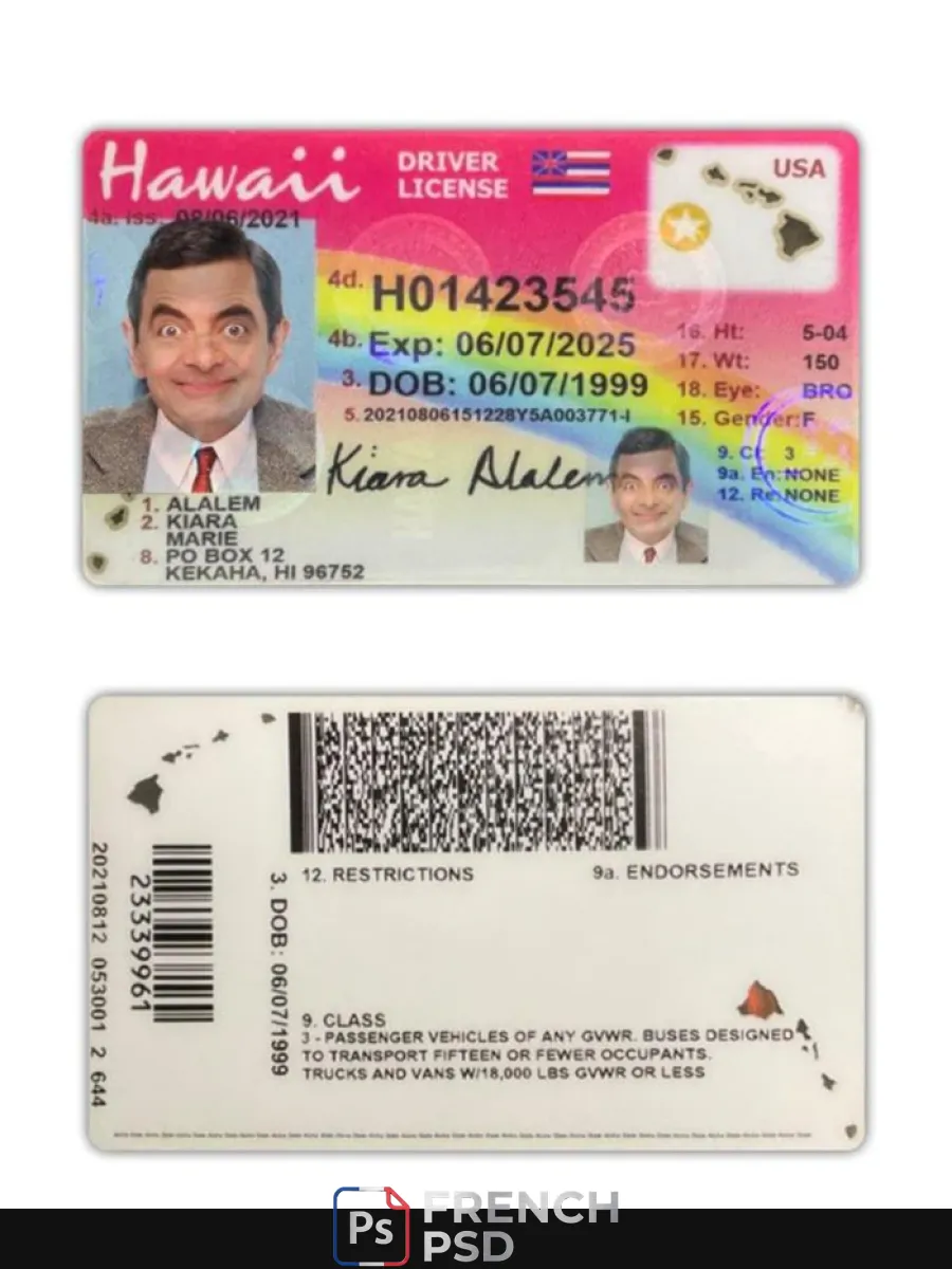 États-Unis Hawaii permis de conduire 2021 présent — Permis de conduire