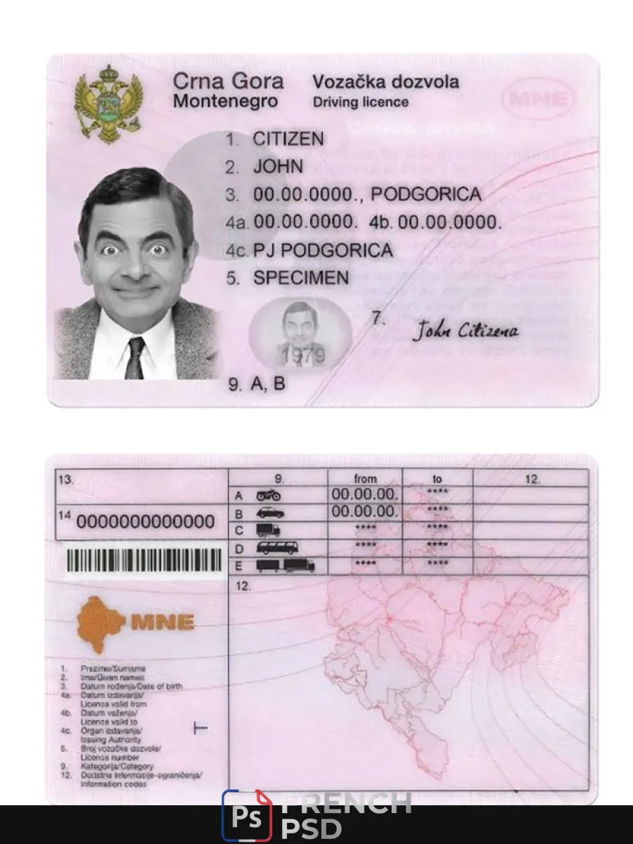 Monténégro permis de conduire — Permis de conduire