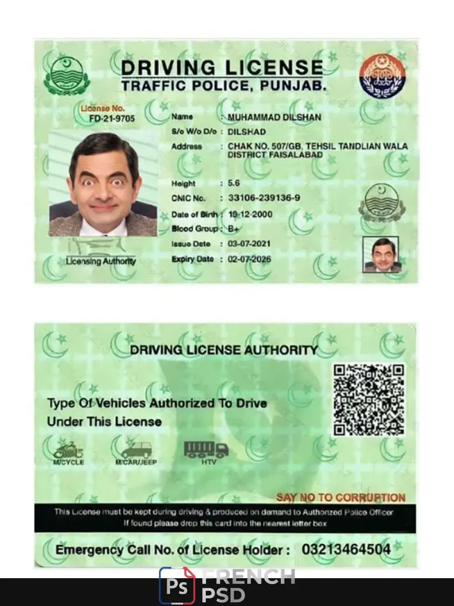 Inde Punjab permis de conduire 2021 présent — Permis de conduire