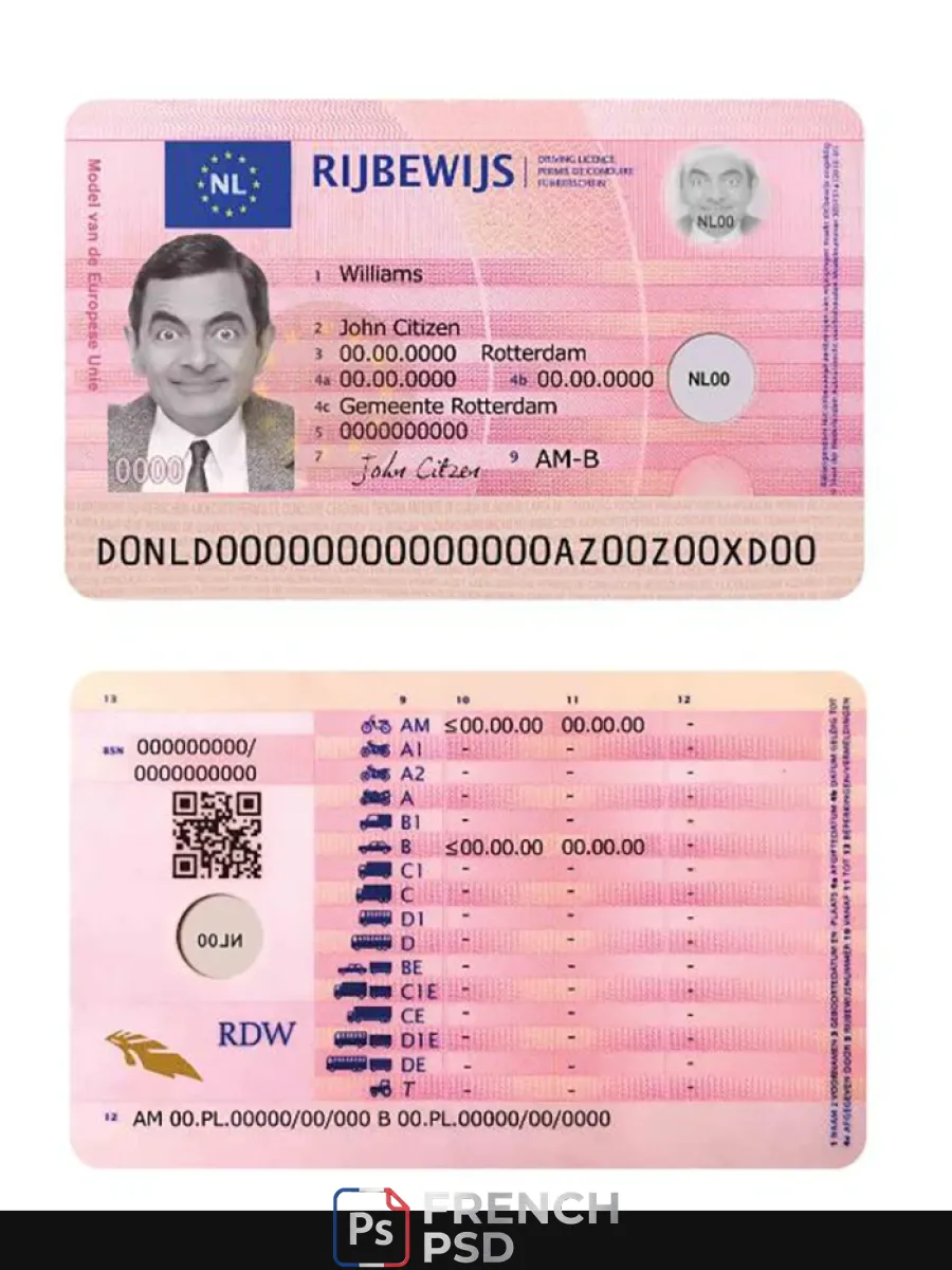 Pays-Bas permis de conduire 2014 présent — Permis de conduire