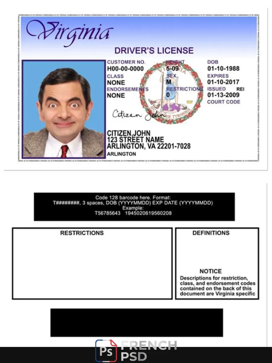 États-Unis Virgina Dl version 2 — Permis de conduire