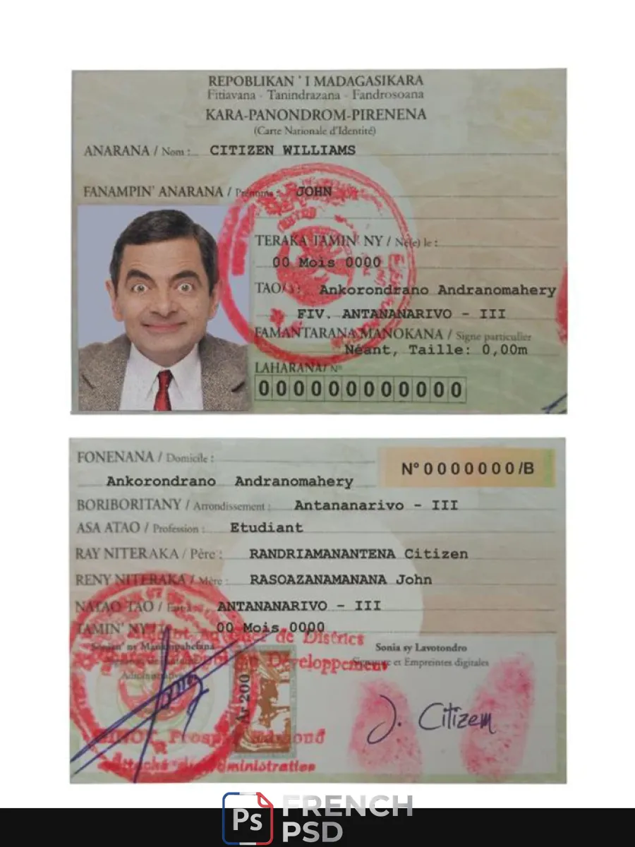 Madagascar carte d'identité — Cartes d'identité