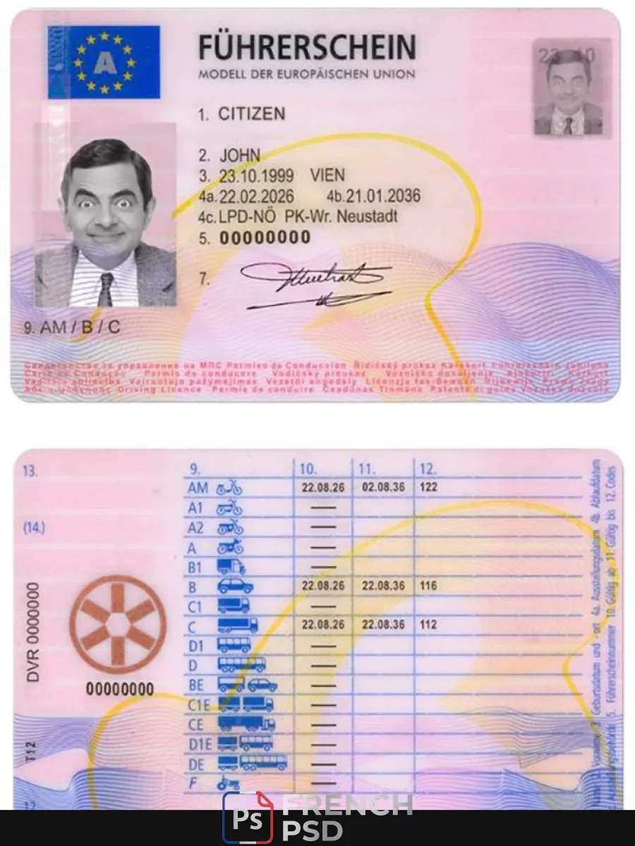 Autriche permis de conduire 2013 présent — Permis de conduire