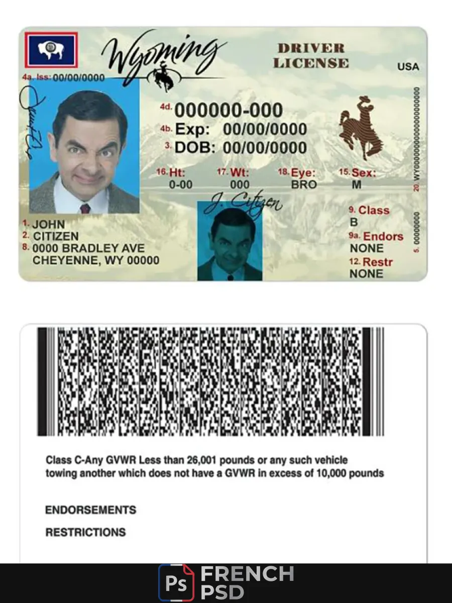 États-Unis Wyoming État permis de conduire — Permis de conduire