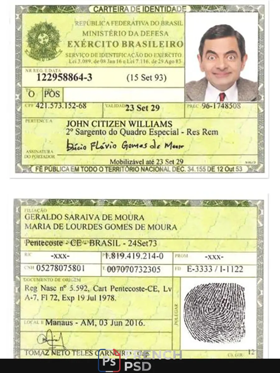 Brésil carte d'identité 2 — Cartes d'identité