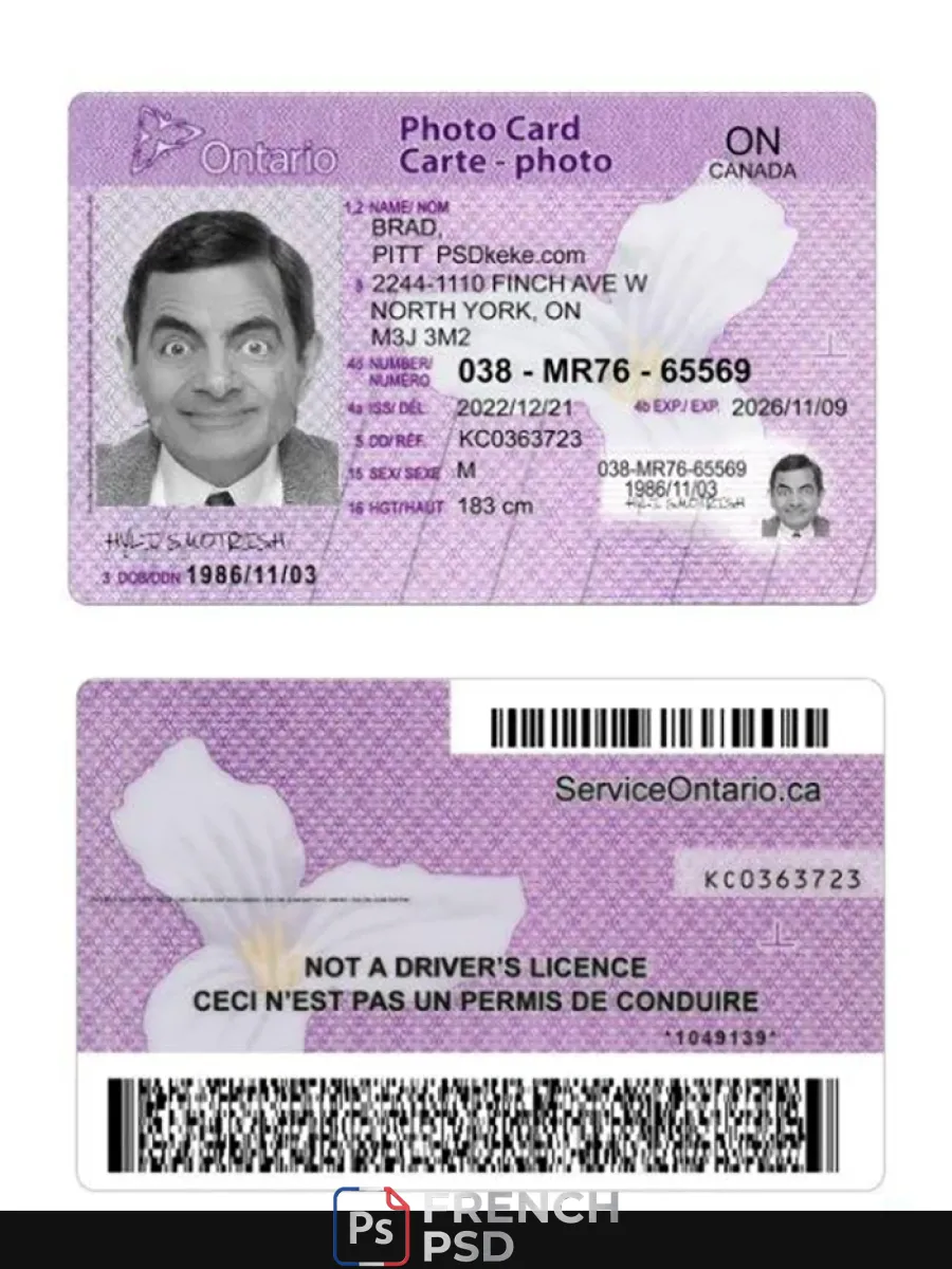 Canada Ontario photo carte — Cartes d'identité