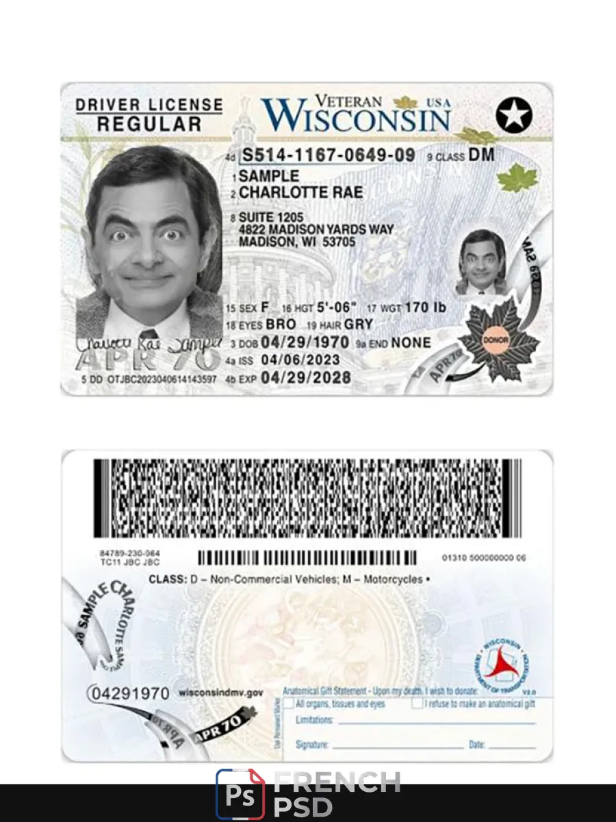 États-Unis Wisconsin permis de conduire 2023 présent — Permis de conduire