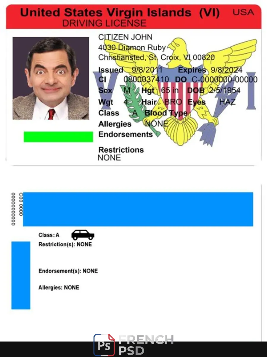États-Unis Virgin îles Dl — Permis de conduire