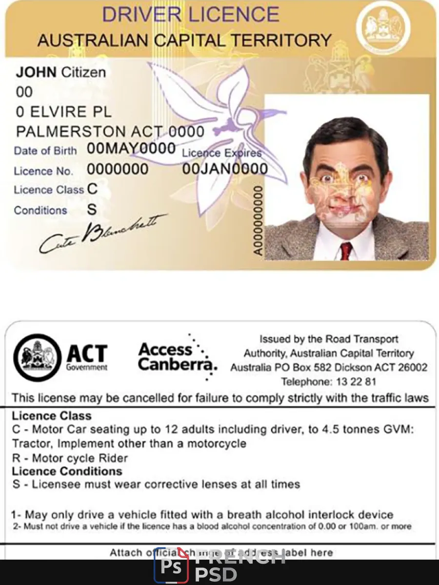 Australie capitale État permis de conduire — Permis de conduire