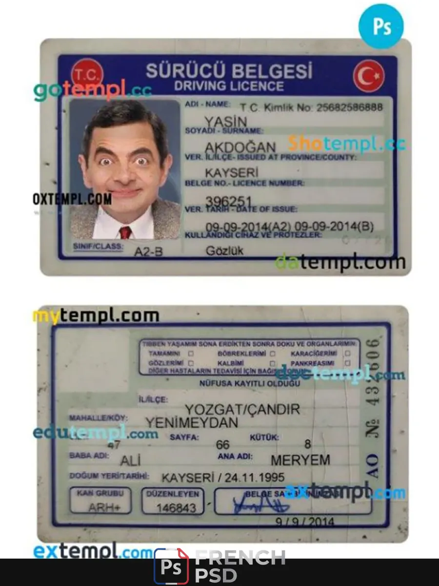 Turquie permis de conduire 2014 présent — Permis de conduire