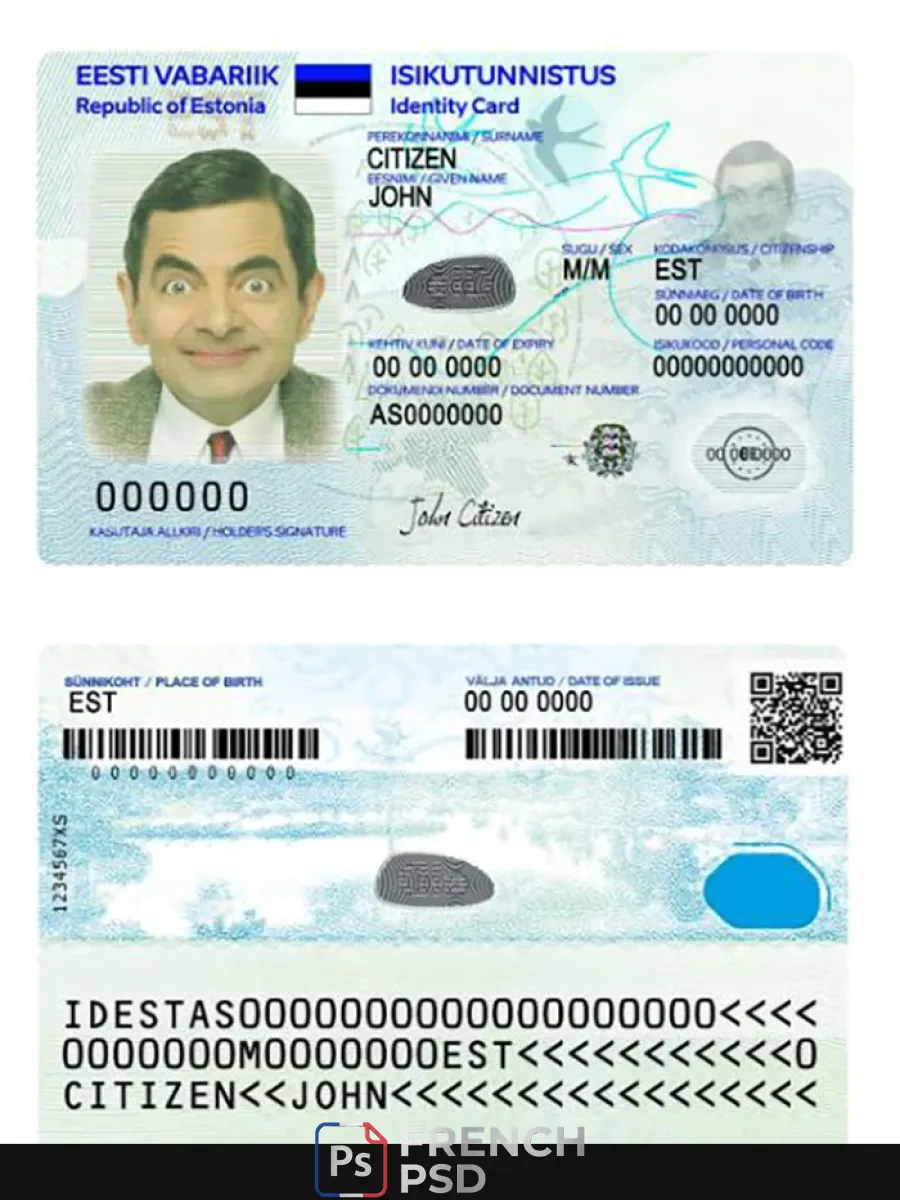 Estonie carte d'identité 2018 présent version 2 — Cartes d'identité