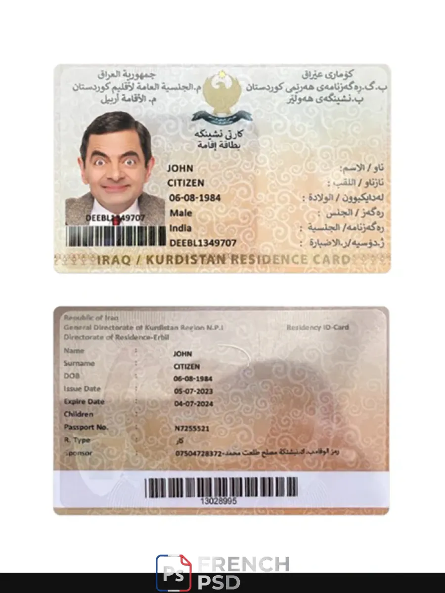 Irak Kurdistan carte de séjour — Titre de séjour